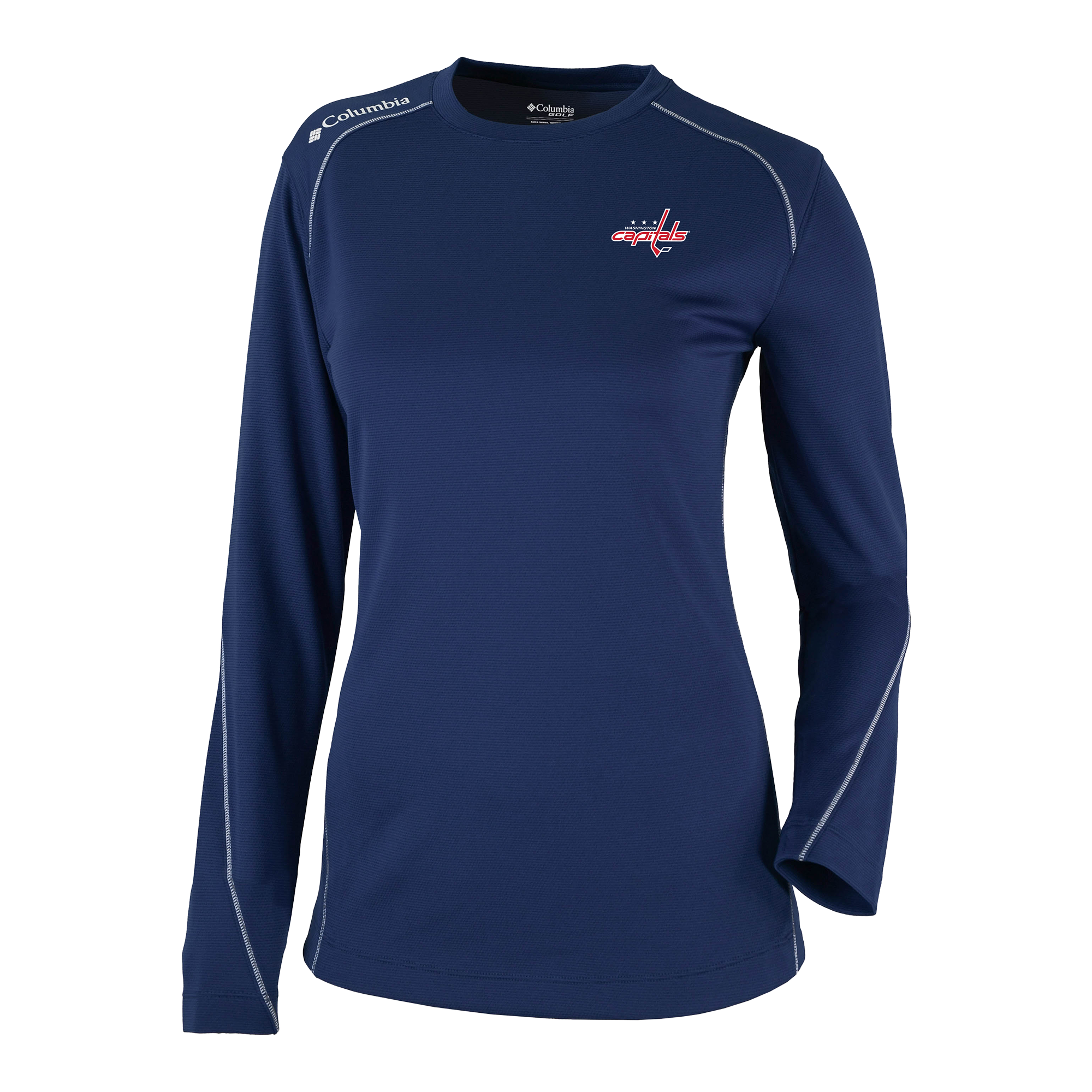 T-shirt à manches longues raglan Columbia Navy Washington Capitals Shotgun Omni-Wick pour femme